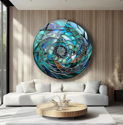 My Photostation.com 31.5''(80cm) Diameter Ocean Vortex Spiral Round Glass Wall Art Tempered Glass Printing Wall Decor Large Wall Art Wall Hangings