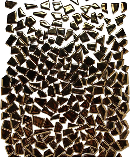Ceramic Mosaic Tiles for Crafts & Art Projects 200 Grams Vibrant Colors Pieces Fit Together Like a Puzzle Endless Creative Ideas for Mosaic Art DIY Hobbies Small Sizes (Metallic Gold)