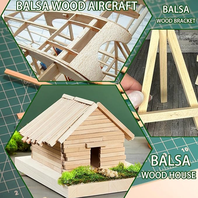 60Pcs Wood Square Dowel Rods 1/2 x 1/2 x 12 inch,Wood Squares for Crafts,Model Making Balsa Wood (1/2""x12""-60pcs)