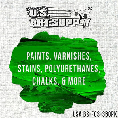 US Art Supply 3 inch Foam Sponge Wood Handle Paint Brush Set (Full Case of 360 Brushes) - Lightweight, Durable and Great for Acrylics, Stains, Varnishes, Crafts, Art