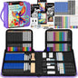 133 PCS Art Supplies Sketching Kit, Pro Drawing Pencils with Sketchbook, Coloring Book, Watercolor Pad, Black Paper Pad, Colored Graphite Charcoal Watercolor & Metallic Pencils for Artists Adults Kids