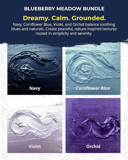 The Crafter's Workshop Stencil Butter Medium, Easy-to-Spread, Adds Shimmer, Shine and Colorful Texture, Cleans Up with Water, 4 pk, 2-oz each, Blueberry Meadow