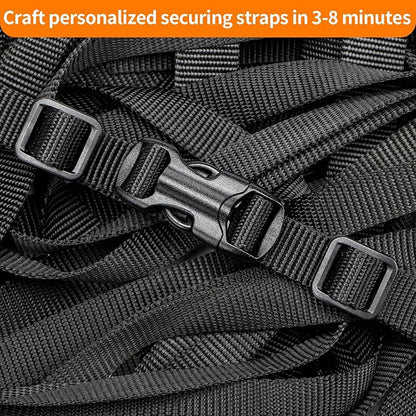 5/8" Buckle and Strap Set: 6 Yards of Thick Nylon Webbing, 6 Pack Quick Side Release Adjustable Plastic Buckles, 12 Tri-Glide Slide Clips, Black (5/8" Combo Set)
