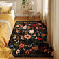 Rugcomf Bedroom Rug 3x5 Rug Washable Area Rug Non Slip Low Pile Boho Floral Small Carpet for Bedroom, Bedside, Kitchen, Entryway, Kids Room, Office, College Dorm Essentials for Girls(Black)