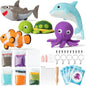 WATINC Needle Felting Kit - 5 Set Unique Different Cute Doll Wool Felt Needle Tools Foam Pad Instruction, DIY Home Decoration Craft Party Supplies for Art Work Starter Beginners (Sea Animal)