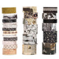 Vintage Washi Tape Set - 24 Rolls Arts Adhesive Tapes Assorted Retro Decorative Masking Tape Sets for Craft, Kids, Scrapbook, DIY, Gift Wrapping (9-Monochrome Mood)