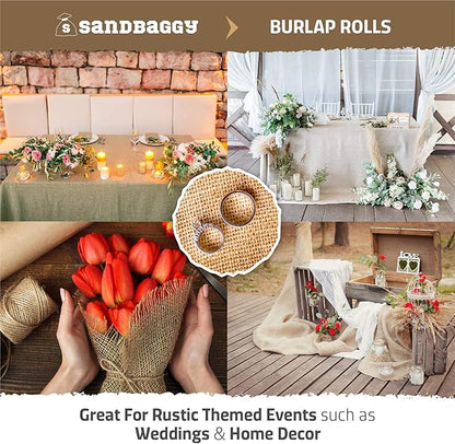 Sandbaggy Burlap Fabric Roll | 40 Inch by 300 ft | Great for Garden, Yard, Wedding, Craft, Decorating Tables | Constructed from Industrial Grade Burlap Fiber | 30% Thicker Than Competition (2 Rolls)