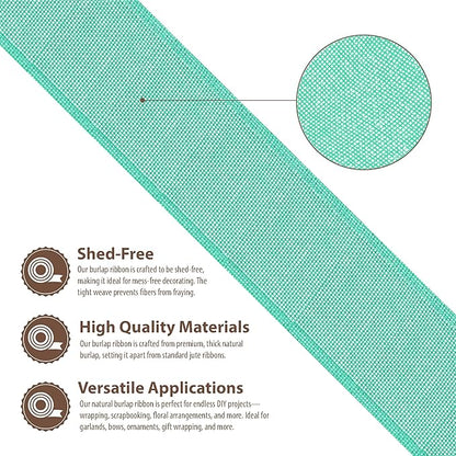 Mandala Crafts Turquoise Burlap Ribbon 3 Inches Wide Jute Ribbons for Crafts - 20 Yds Roll Rustic Burlap Wrap Trim Ribbons for Wreaths Bows Wedding Party Decoration