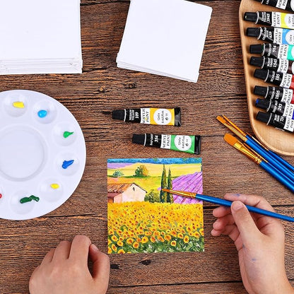 ESRICH Small Canvases for Painting 6x6 inch, 12 Pack Canvas Boards Cotton Painting Canvas Primed Acid Free Mini Blank Canvas Panels for Oil Paint,Watercolor,Acrylic Paint,Gouache&Tempera., White