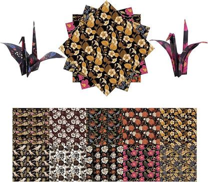 Origami Paper Kit 50 Sheets 6 Inch Square Double Sided Color 10 Vivid Colors for Hand Crafts Origami Paper Arts Creativity. Retro Style