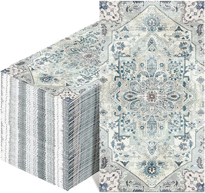 Yeaqee 100 Pcs Vintage Boho Napkins Paper Guest Towels 2 Ply Decoupage Napkins Disposable Decorative Hand Towel for Bathroom Kitchen Fall Wedding Party Dinner(Blue and Grey)
