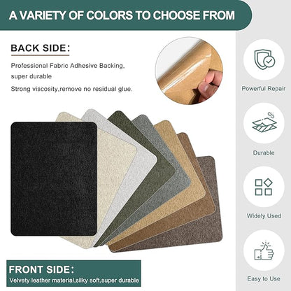 Azobur Couch Patch Repair Fabric,Microfiber Fabric, Self-Adhesive, for Sofa Repair and Upholstery, 2 Pieces, 9.5 x 11 inches (Black)