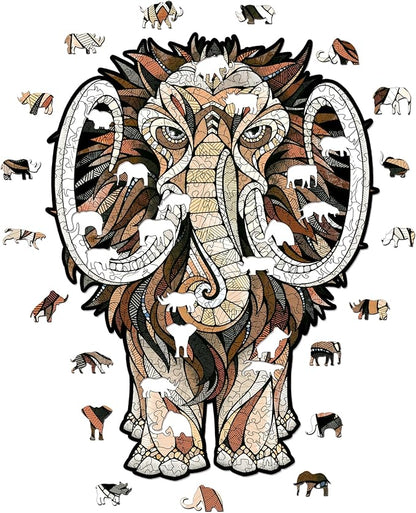 Mastodon S Wooden Puzzle for Adults - A 80-Piece Prehistoric Giant Ready to Adorn Your Living Space with Its Majestic Presence