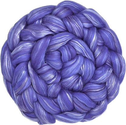 Merino Silk Luxe Tonal Designer Blend. Superfine Merino, Mulberry Silk, Tussah Silk. Top Roving for Spinning or Felting. Velvet Dream 1oz