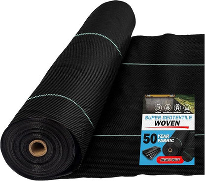 Woven Geotextile Fabric for Driveway and Road Stabilization, Construction Underlayment, Erosion Control, Commercial Grade 50 Year for Gravel Roads and Pavers (6x250)