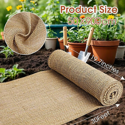 Burlap Fabric - Garden Burlap Fabric Roll Natural Jute Outdoor Fabric Burlap Weed Barrier Trees Trunk Wrap for Crafts Farmhouse Gardening Table Decor for Crafts (19.7" x 30 Feet)