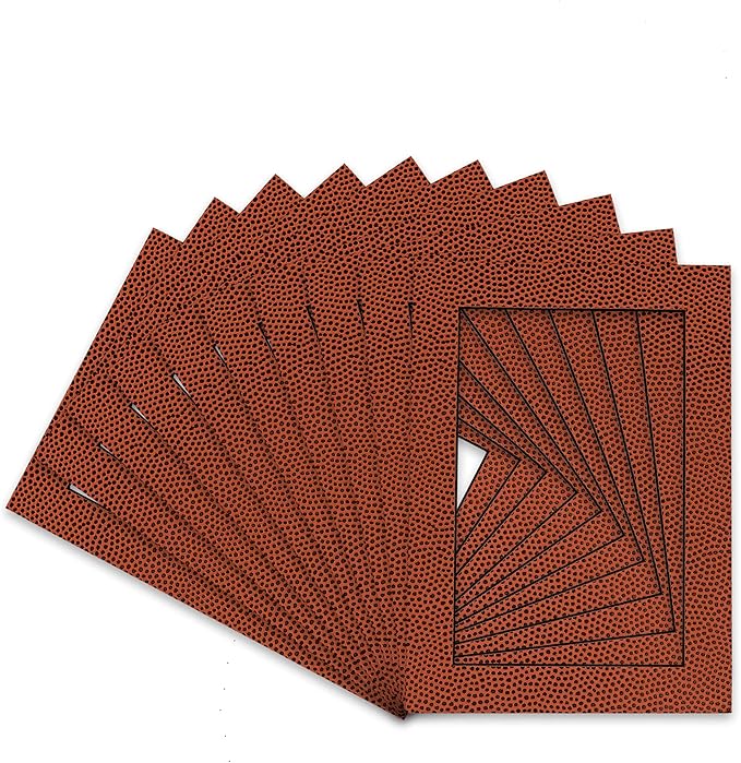 Pack of TEN 8x10 Mats Bevel Cut for 5x8 Photos - Acid Free Football Texture Precut Matboards For Pictures, Photos, Framing - 4-ply Thickness