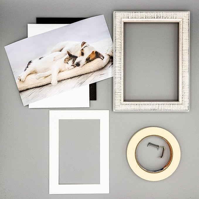 Pack of 25 Acid Free 8x10 Mats Bevel Cut for 5x8 Photos - Oyster Shell White Precut Matboards With Backing Boards and Clear Photo Mat Bags For Pictures, Photos, Framing - 4-ply Thickness
