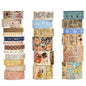 Vintage Washi Tape Set - 24 Rolls Arts Adhesive Tapes Assorted Retro Decorative Masking Tape Sets for Craft, Kids, Scrapbook, DIY, Gift Wrapping (7-Daily Vintage)