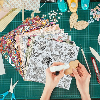 48 Sheets 24 Designs Scrapbook Paper Pad, 6"×6" Single-Sided Decopodge Craft Cardstock Paper,Scrapbooking DIY Decorative Background Cardmaking Supplies.Datura&Flowers