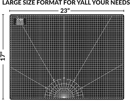 XNM Premium Self Healing Cutting Mat - 18 Inches by 24 inches - A2, 3 Layer Quality PVC Construction - Dual Sided, Imperial and Metric Grid Lines - Perfect for Cutting, Sewing, and Crafts