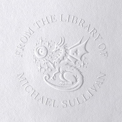 Dragon Book Embosser, Custom Round Library Book Embosser, Fantasty Fiction Dragon Ex Libris Embosser, Gift for Book Lover | Black or Pink Embosser (Dragon #4)