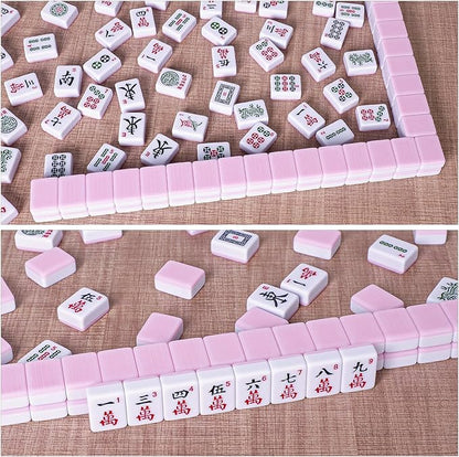 American Mahjong Tile Set with 166 Pink Back Tiles (1.2”, Tiles Only), Mahjong Game Set