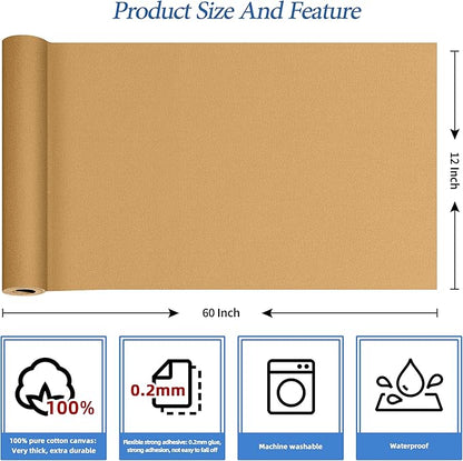 KING MOUNTAIN Canvas Iron on Patch,12"×60",Waterproof 100% Cotton Fabric Repair Patch,Used for Various Sofa,Tent,Clothes,Seats,Suitcases (Light Brown,Waterproof)