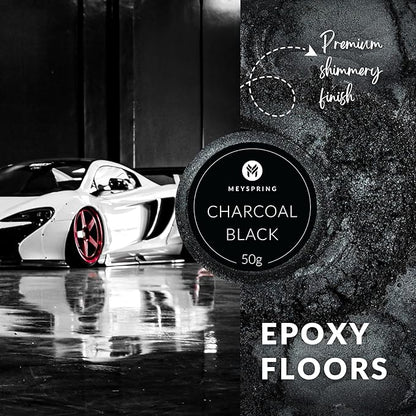 MEYSPRING Charcoal Black Mica Powder for Epoxy Resin - 50 Grams - Great for Resin Art and UV Resin - Epoxy Resin Color Pigment