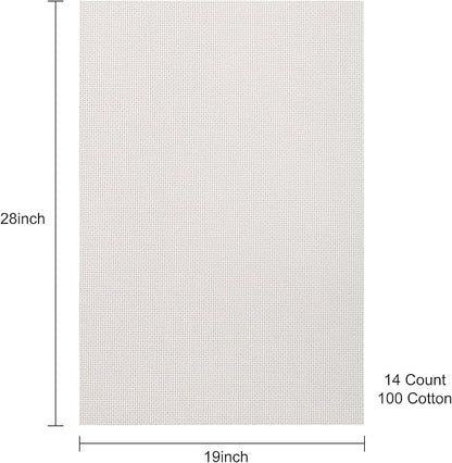 Aida Cloth 14 Count Cross Stitch Fabric,19×28inch (14CT,Light Beige)
