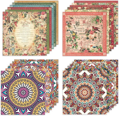 48 Sheets 24 Designs Scrapbook Paper Pad, 6"×6" Single-Sided Decopodge Craft Cardstock Paper,Scrapbooking DIY Decorative Background Cardmaking Supplies.Carols&Datura