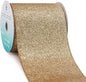 CT CRAFT LLC Glitter Wired Ribbon 4" x 10 Yards Gold (Champagne Gold) for Christmas Home Decor Bow Gift Wrapping DIY Crafts Wreath