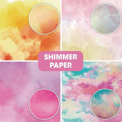 36 sheets 12x12 Paper Pad Pack Scrapbook Cardstock Decorative Paper - Shimmer Watercolor- for Card Making Journaling Planner Origami Scrapbook Paper Scrapbooking Supplies