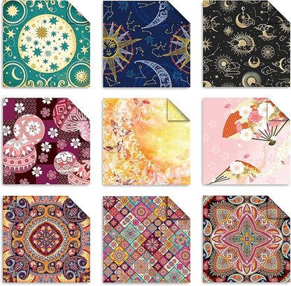 Origami 6x6 Paper Kit 150 Sheets 150 Vivid Colors Double Sided Same Printed Traditional Patterns Square for Arts Crafts Projects Japan Traditional Chiyo.Ethnic Style