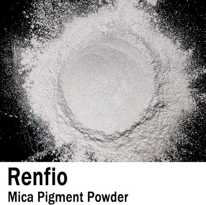 Renfio 100g Mica Powder Pigment Natural Fine Powdered Pigments Pearl Shimmer Epoxy Resin Dye for Painting Soap Making Slime Bath Bombs - Diamond White