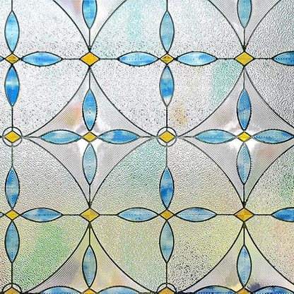 3D Stained Glass Window Film, Decorative Window Privacy Film for Bathroom,Front Door,Home, Sun Blocking Heat Control,Static Cling, Blue Tears 23.6inch x 35.4inch