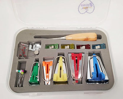HONEYSEW Bias Tape Maker Kits All 5 Sizes 6MM 9MM 12MM 18MM 25MM Binding Foot Craft Clips Awl Quilter's Pin