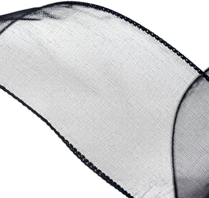 CT CRAFT LLC Sheer Organza Wired Ribbon 2.5" x 50Yards Black for Wedding Chair Bow Flora Bouquet Gift Wrapping Christmas Tree Home Decor Wreath