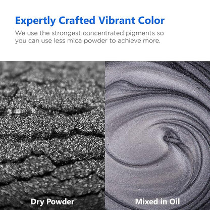 Rolio Premium Mica Powder - Twilight Silver (50G / 1.76oz) - 1 Jar of Silver Pigment Powder for Epoxy Resin, Dye, Soap Making, Nail Polish, Paint, Candle Making, Bath Bombs, Slime