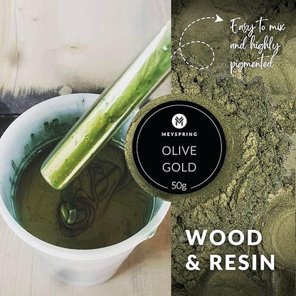 MEYSPRING Olive Gold Epoxy Resin Green Pigment - 50 Grams - Green Mica Powder for Epoxy Resin, UV Resin and Resin Art - Color Shifting Pigment