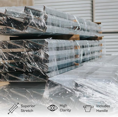 PSBM Mini Stretch Wrap with Handle, 12 Pack, 6 Inch x 1000 Feet, 90 Gauge, Clear, Small Plastic Cling Film for Pallets Moving Storing