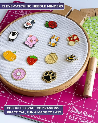 The Quilted Bear Needle Minder - Needle Minder Magnet for Keeping Sewing & Embroidery Needles, Cross Stitch Needles Safe - Stress Free Stitching Cross Stitch Supplies & Embroidery Supplies (Mushroom)