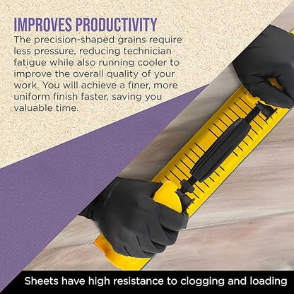 Dura-Gold Premium 150 Grit PSA Purple Film Ceramic Longboard Sandpaper, 2-3/4" Wide Continuous 20 Yard Roll - Self Adhesive Stickyback for Auto & Wood Air File Long Board Sanders, Hand Sanding Blocks