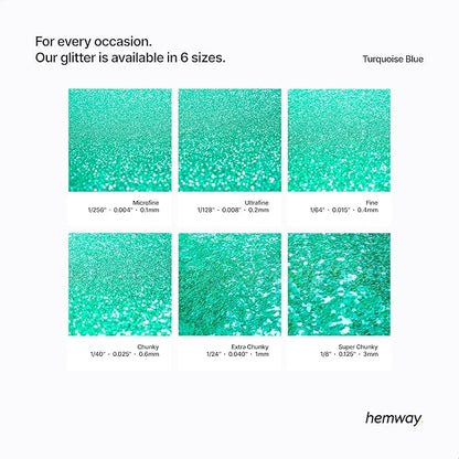 Hemway Glitter for Resin 100g Turquoise Blue Metallic Crystals for Epoxy Craft Super Chunky Flakes Tumblers Wax Melt
