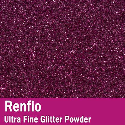 Renfio Ultra Fine Glitter Powder Metallic Resin Glitter 2.11 Oz (60g) PET Flakes Crafts Sequins 1/128" 0.008" 0.2mm Epoxy Chips Flakes for Tumblers Slime Decoration - Dark Magenta
