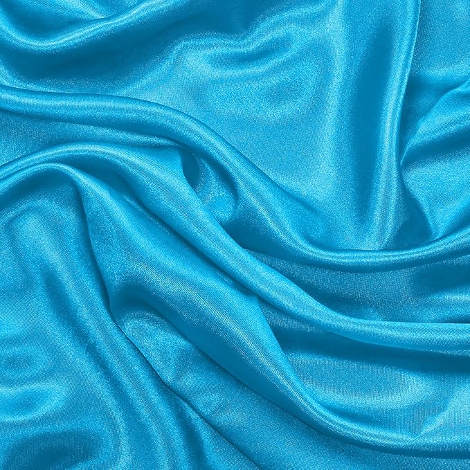 RUDONG M Aqua Blue Satin Fabric by The Yard, 1 Yard x 60 Inch Wide Silky Charmeuse Satin Fabric, Soft Satin Fabric for Wedding Decorations, Bridal Dress, Sewing, Accessories, DIY Crafts
