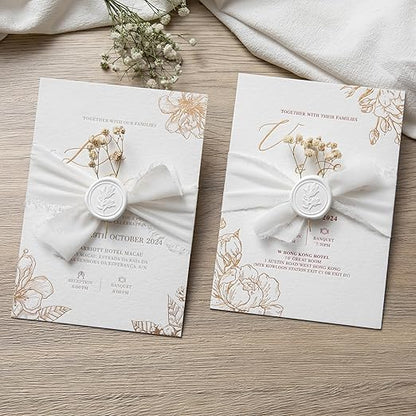 PONATIA White Wax Seal Stickers - 50 Pcs Self- Adhesive Wedding Invitation Seal Stickers, Perfect for Invitations, Envelopes Christmas Cards, Gift Wrapping, Party Menu Decor