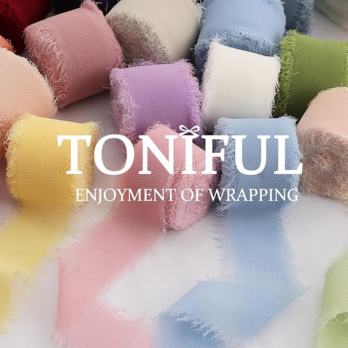 TONIFUL 4 Rolls Blue & Orange Chiffon Ribbon 1 1/2 inch× 5.5 Yards Ribbon Fabric Silk Ribbon for Gift Wrapping Wedding Party Decoration Flower Bouquet Wrapping Bows Making DIY Crafts