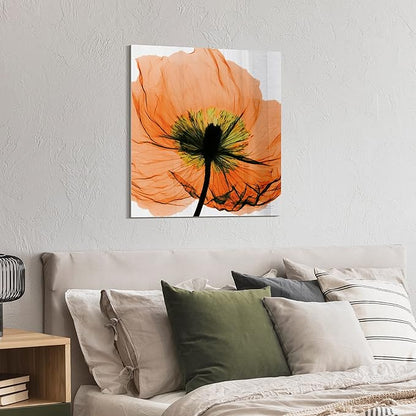 Empire Art Direct Frameless Free Floating Tempered Glass Panel Graphic Wall Art Ready to Hang, 24" x 24", Poppy Orange Flower