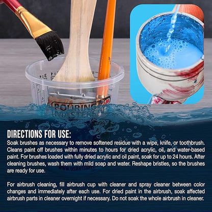 Master Airbrush Cleaner, 16-Ounce Pint Bottle - Fast Acting Cleaning Solution, Quickly Remove Water-Based Acrylic Paint, Watercolor, Makeup - Clean Clogged Airbrushes, Brushes, Artist Tools